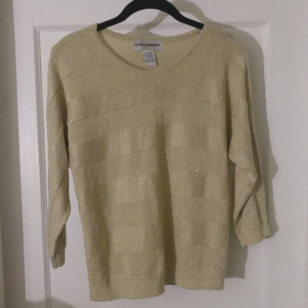 Cathy Daniels Golden Sparkle Sweater SZ S